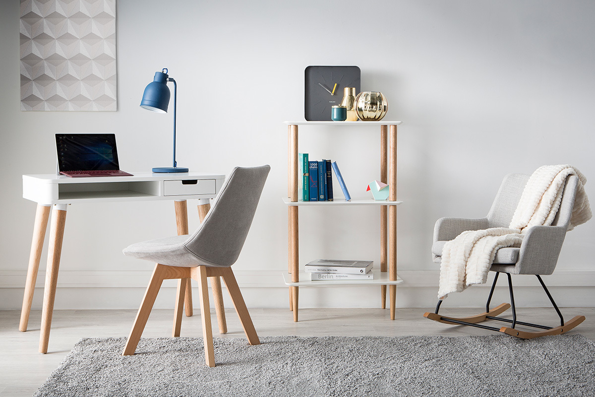 Design-Schaukelstuhl Stoff naturfarben SHANA
