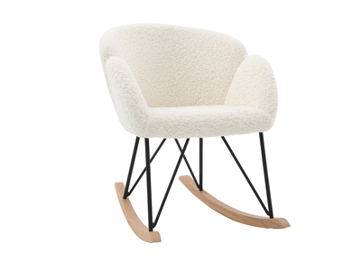 Design-Schaukelstuhl Stoff Schaffell Weiß RHAPSODY