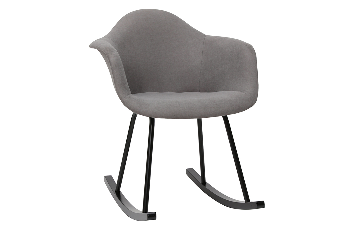 Design-Schaukelstuhl Velours-Optik Hellgrau MAMBO