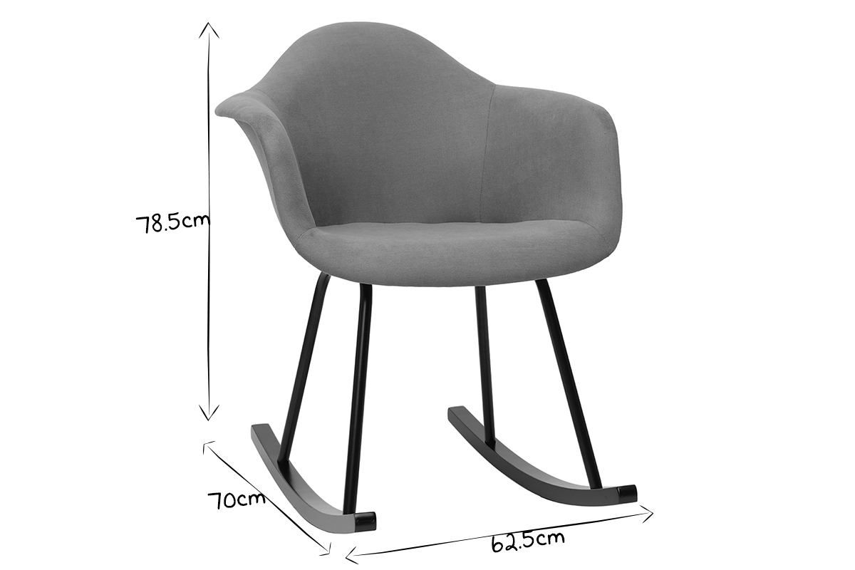 Design-Schaukelstuhl Velours-Optik Hellgrau MAMBO