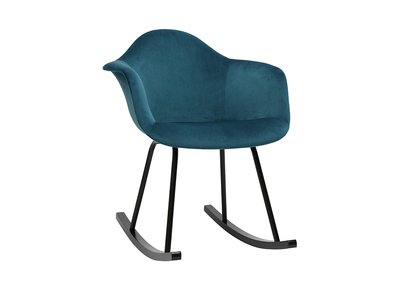Design-Schaukelstuhl Velours-Optik Petrolblau MAMBO - Design-Schaukelstuhl Velours-Optik Petrolblau MAMBO