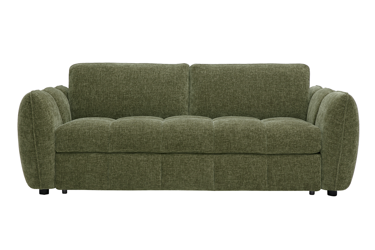 3-Sitzer-Design-Schlafsofa aus Stoff mit strukturierter Samtoptik in Khaki-Gr�n, Vorderansicht