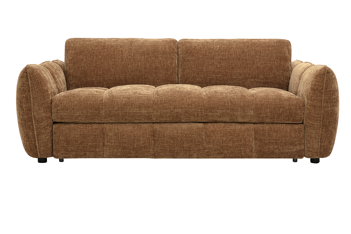 Design-Schlafsofa f�r 3 Personen aus Stoff mit strukturierter Samtoptik in gebrannter Erde, Vorderansicht