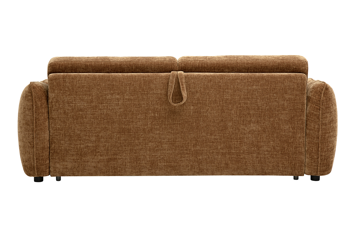 3-Sitzer-Schlafsofa, R�ckansicht, Stoff mit strukturierter Samtoptik in gebrannter Erde.