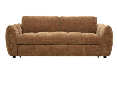Design-Schlafsofa f&uuml;r 3 Personen aus Stoff mit texturiertem Samteffekt, erdiges gebranntes Braun WONDER