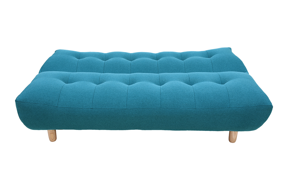 Design-Schlafsofa skandinavisch Blaugrn und Eiche YUMI