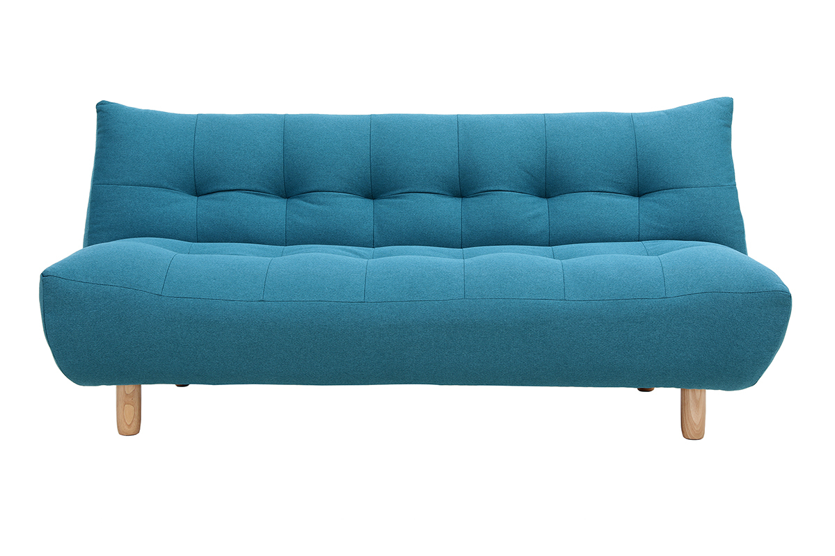 Design-Schlafsofa skandinavisch Blaugrn und Eiche YUMI