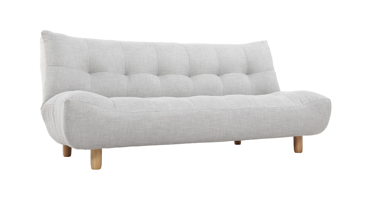 Design-Schlafsofa skandinavisch Hellgrau und Eiche YUMI