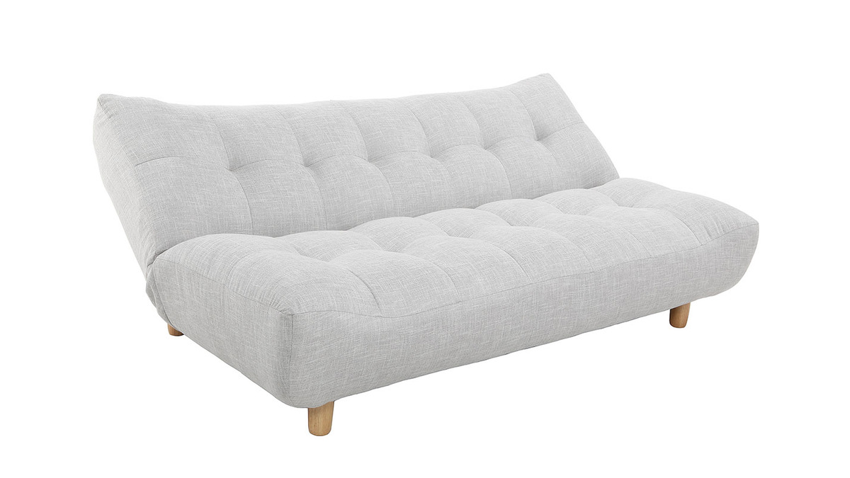 Design-Schlafsofa skandinavisch Hellgrau und Eiche YUMI