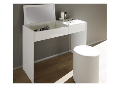Design-Schminktisch mit Spiegel und Stauraum weiß lackiert SMART - Design-Schminktisch mit Spiegel und Stauraum weiß lackiert SMART