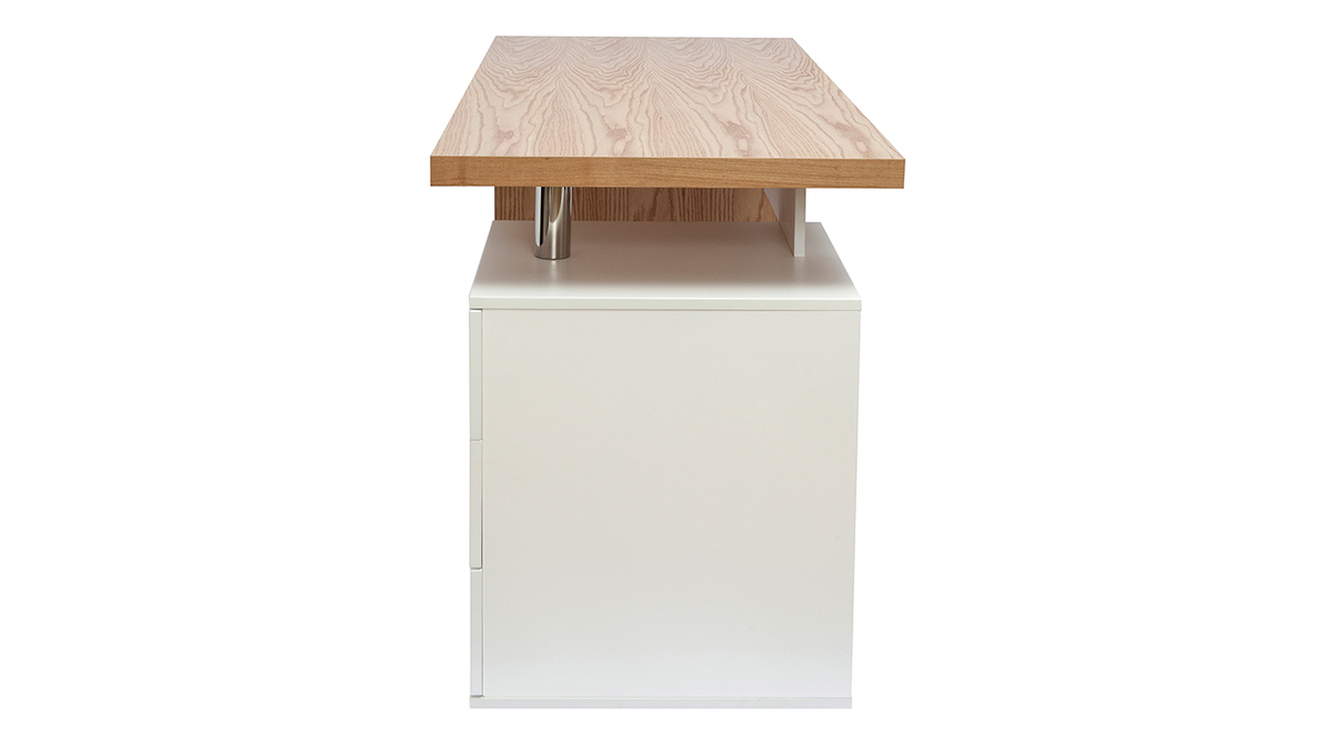 Design-Schreibtisch aus heller Eiche Weiß CALIX
