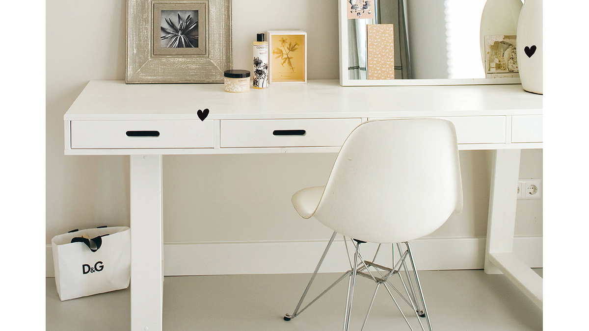 Design-Schreibtisch aus Holz Cremefarben 4 Schubladen herausnehmbar L178 ARCOS