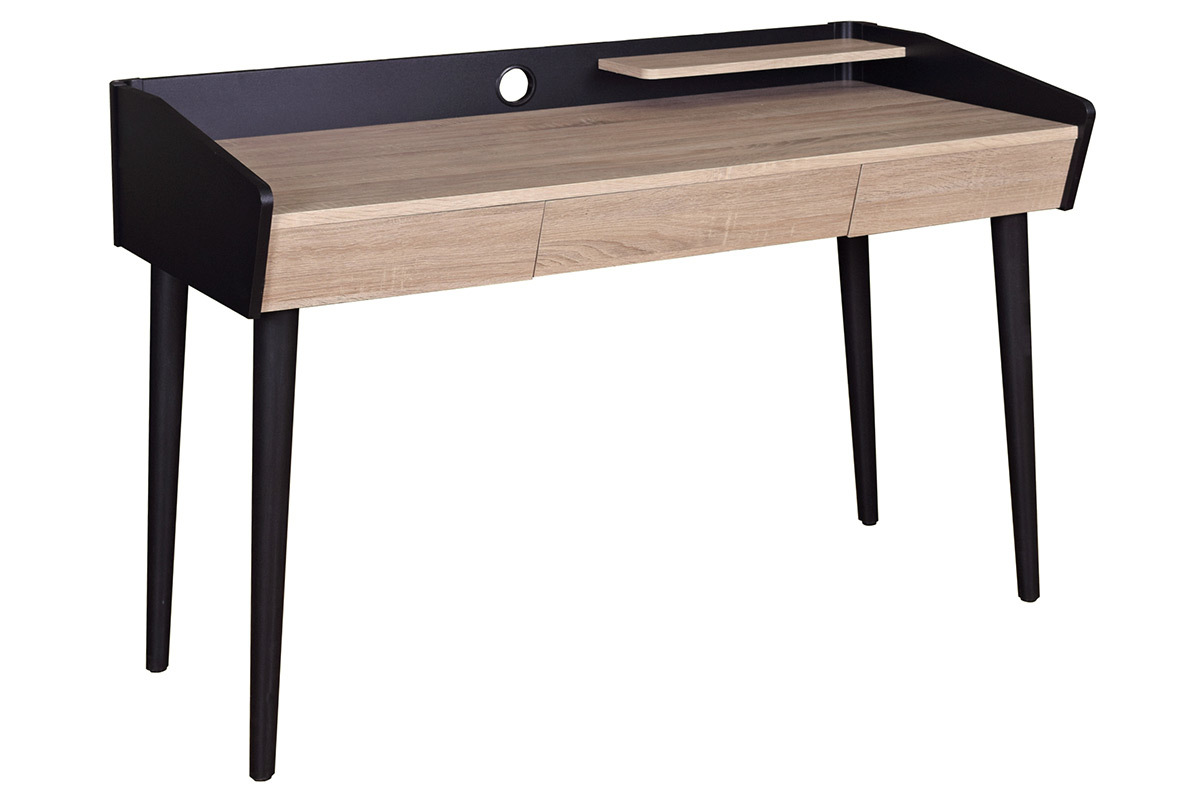Design-Schreibtisch aus Holz und schwarz mit Schublade NOTHOMB