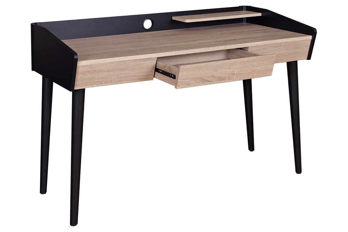 Design-Schreibtisch aus Holz und schwarz mit Schublade NOTHOMB