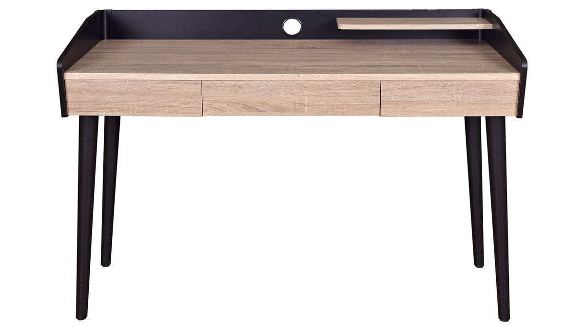 Design-Schreibtisch aus Holz und schwarz mit Schublade NOTHOMB