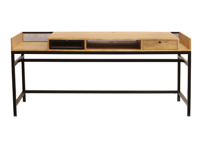 Design-Schreibtisch aus Mangoholz und Metall Schwarz L180 RACK