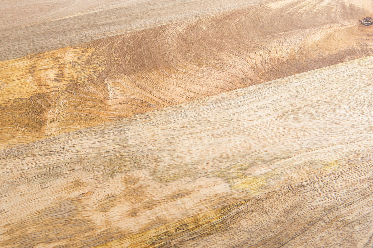 Design-Schreibtisch aus Mangoholz und weiem Metall L150 cm PUKKA