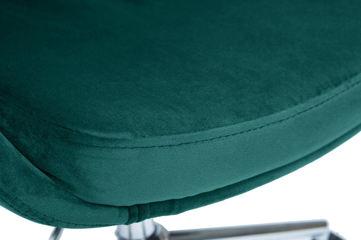 Design-Schreibtisch aus petrolblauem Samtstoff und schwarzem Metall 360� drehbar HOLO