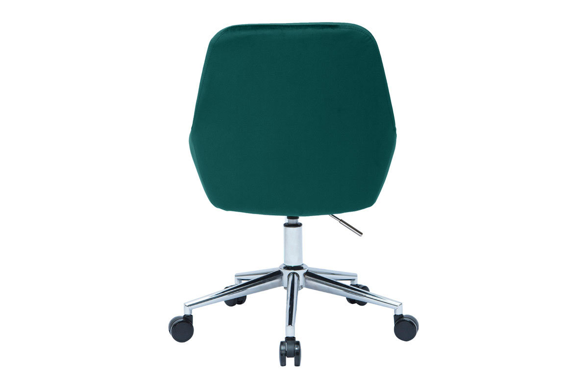 Design-Schreibtisch aus petrolblauem Samtstoff und schwarzem Metall 360� drehbar HOLO