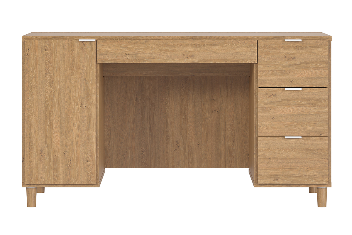 Design-Schreibtisch Eiche mit Rollcontainer und Schubladen 140 cm GALLO
