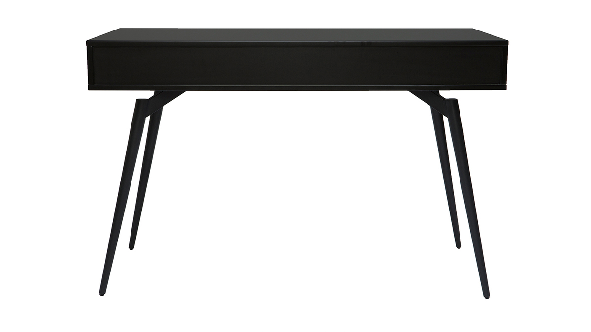Design-Schreibtisch in mattem Schwarz und Walnussfurnier TRIPOLI