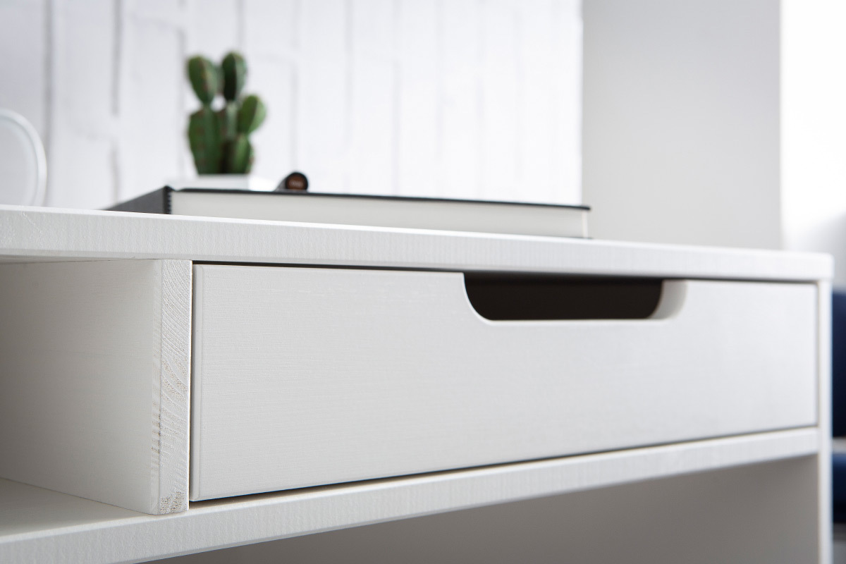 Design-Schreibtisch Kiefer Wei� 2 Schubladen HARVARD