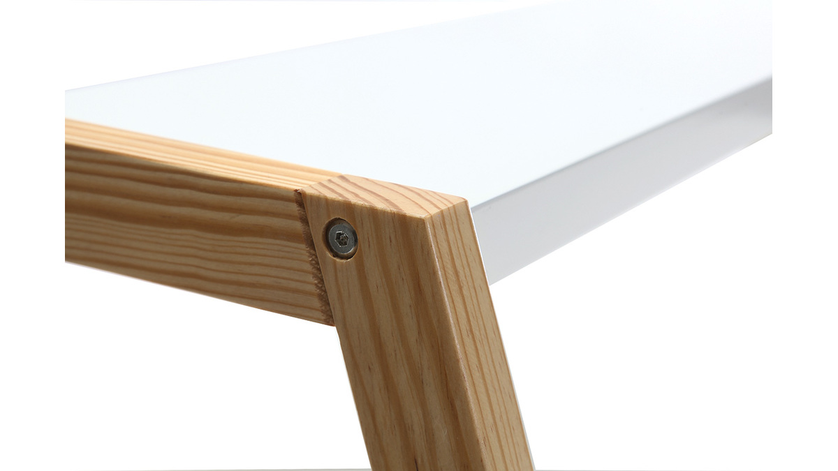 Design-Schreibtisch lackiert Wei matt und Holz STOKA