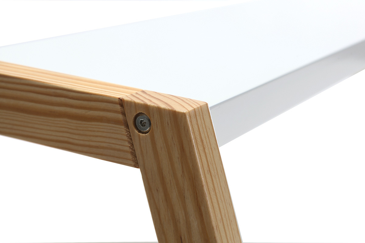 Design-Schreibtisch lackiert Wei matt und Holz STOKA