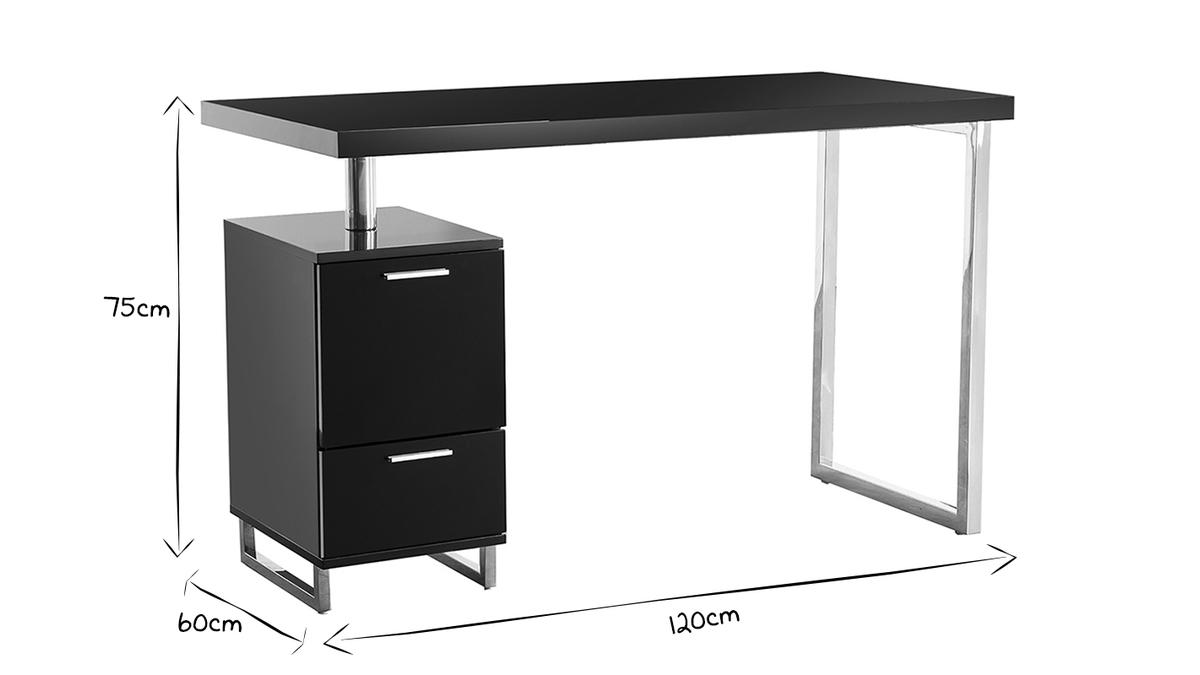 Design-Schreibtisch LEXI Schwarz, 2 Schubladen
