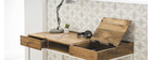 Design-Schreibtisch Mangoholz und Metall Weiß BOHO
