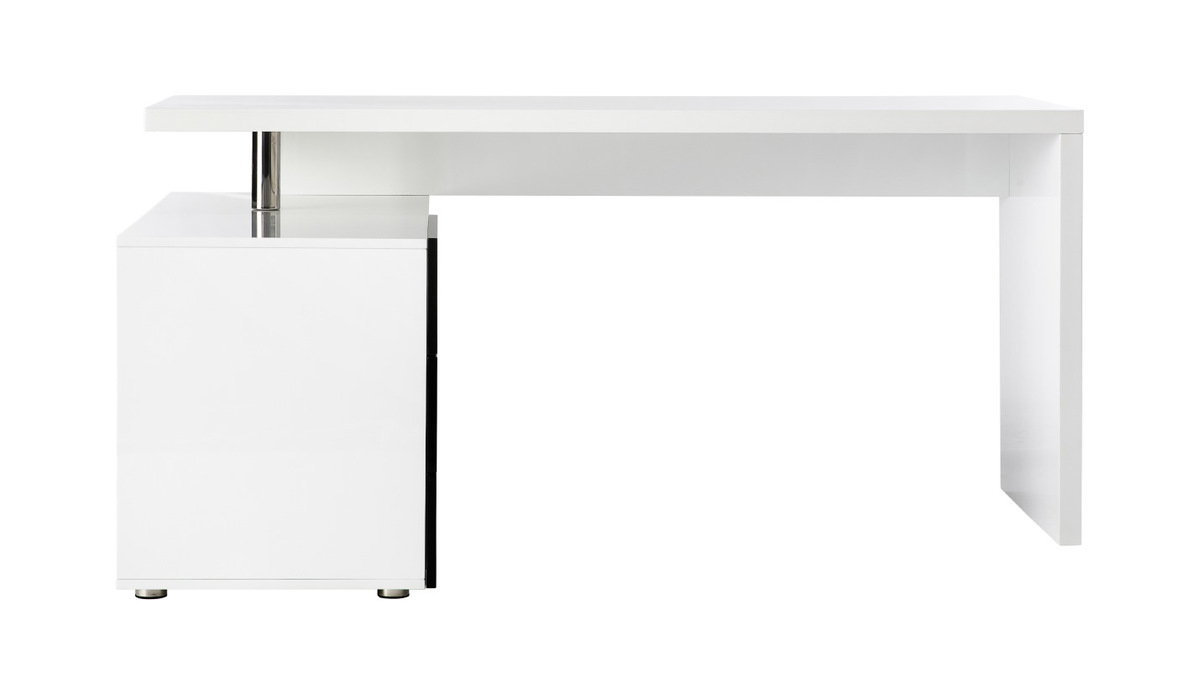 Design-Schreibtisch Maxi Schwarz und Wei lackiert Ablagen linke Seite