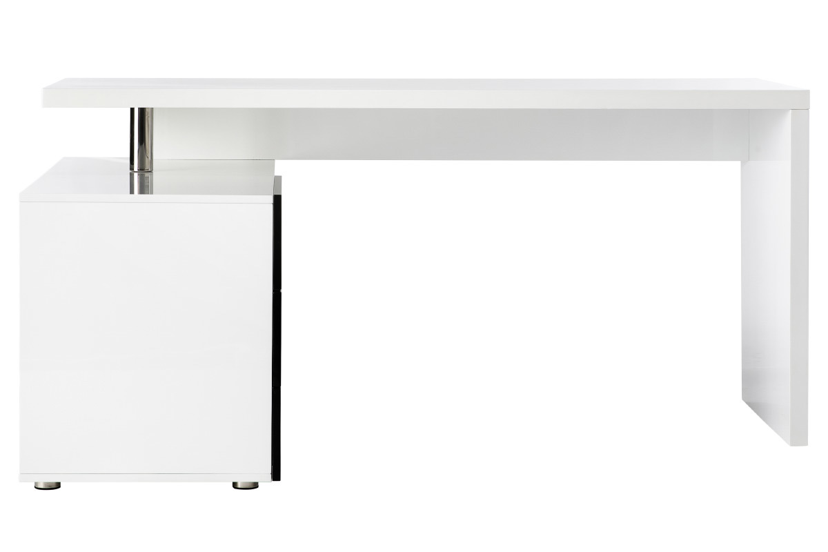 Design-Schreibtisch Maxi Schwarz und Wei lackiert Ablagen linke Seite