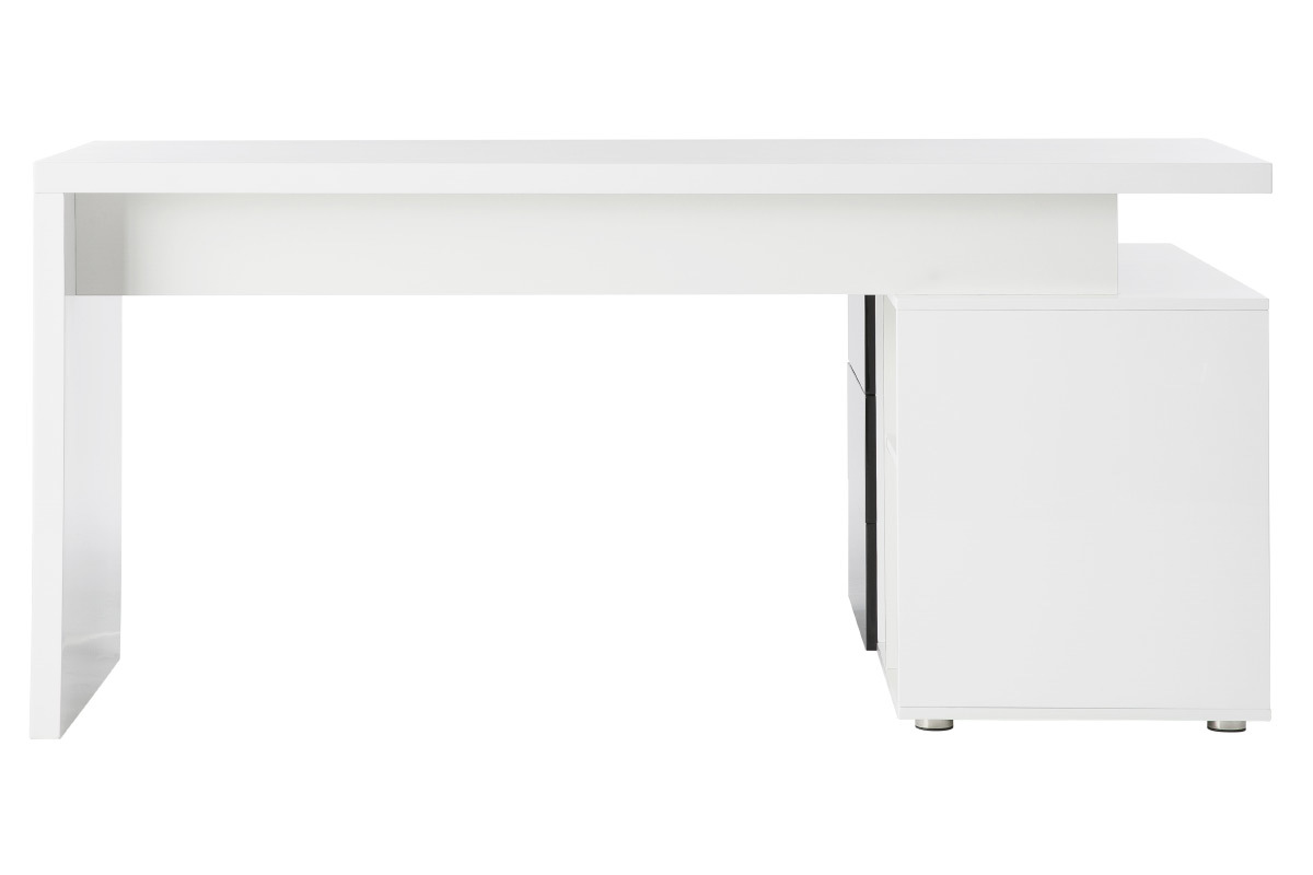 Design-Schreibtisch Maxi Schwarz und Wei lackiert Ablagen linke Seite