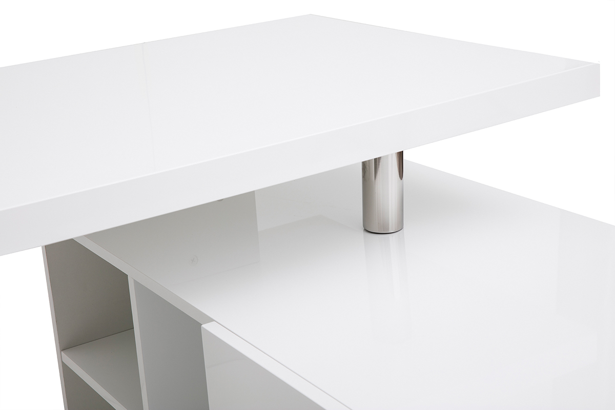 Design-Schreibtisch MAXI Wei lackiert Ablagen rechte Seite