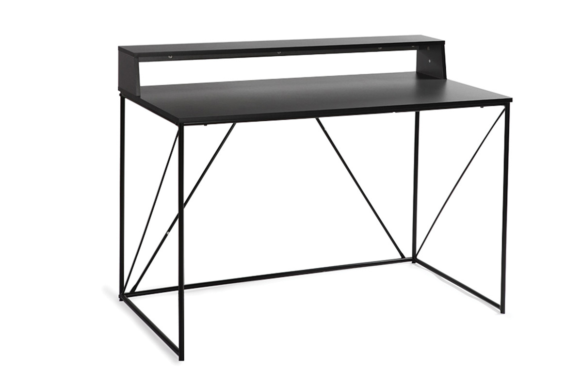 Design-Schreibtisch Metall Grau und Schwarz WALT