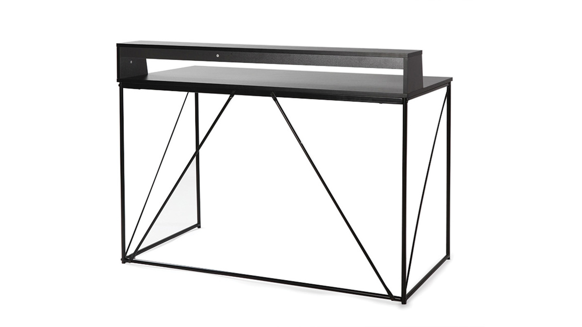 Design-Schreibtisch Metall Grau und Schwarz WALT