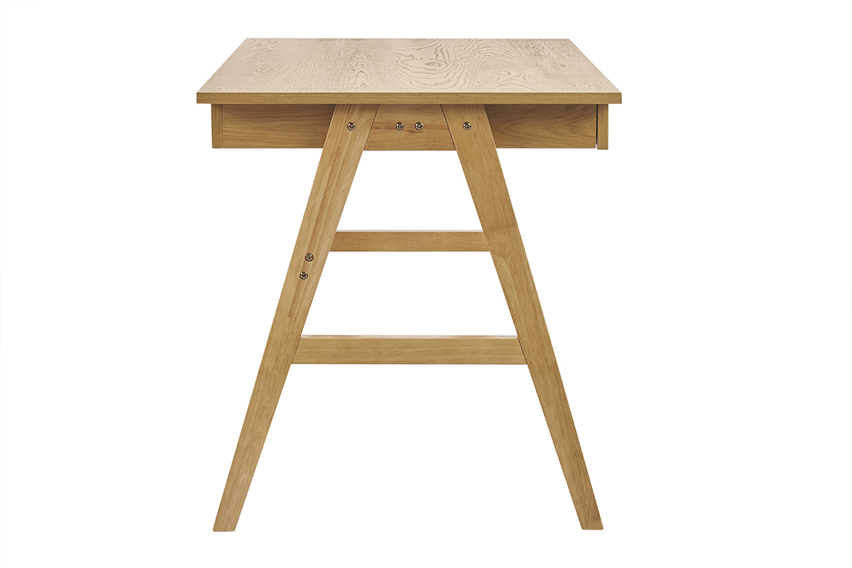 Design-Schreibtisch mit 2 Schubladen aus hellem Hevea-Holz L120 cm BROOK