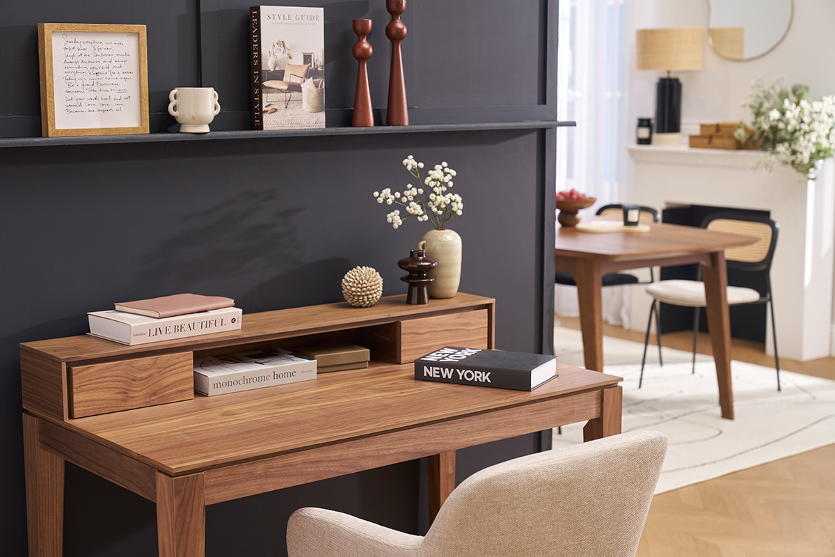 Design-Schreibtisch mit Fchern aus Nussbaumholz SEKRET