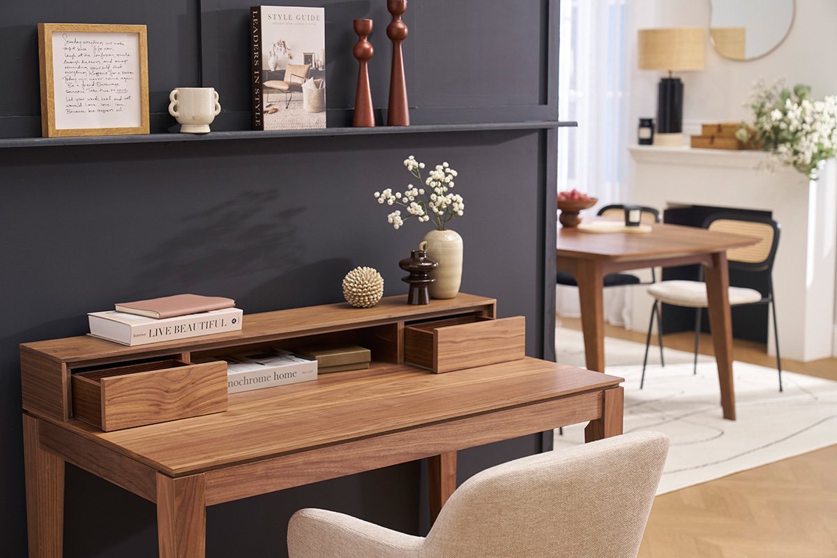 Design-Schreibtisch mit Fchern aus Nussbaumholz SEKRET