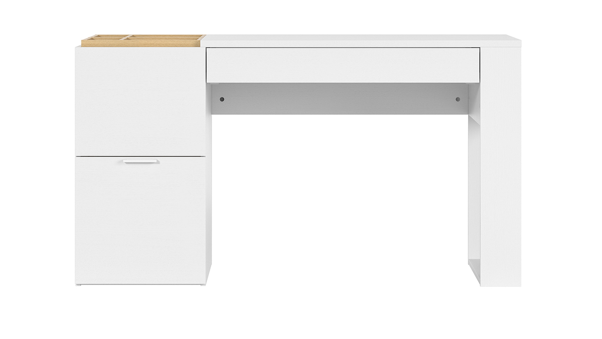 Design-Schreibtisch mit Schubladen wei und holzfarben 142 cm wei OCTAVE