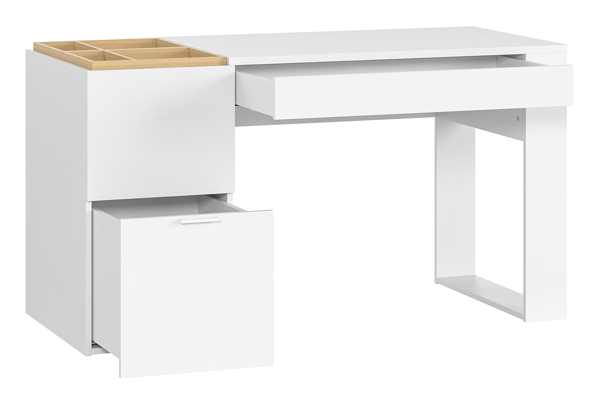 Design-Schreibtisch mit Schubladen wei und holzfarben 142 cm wei OCTAVE