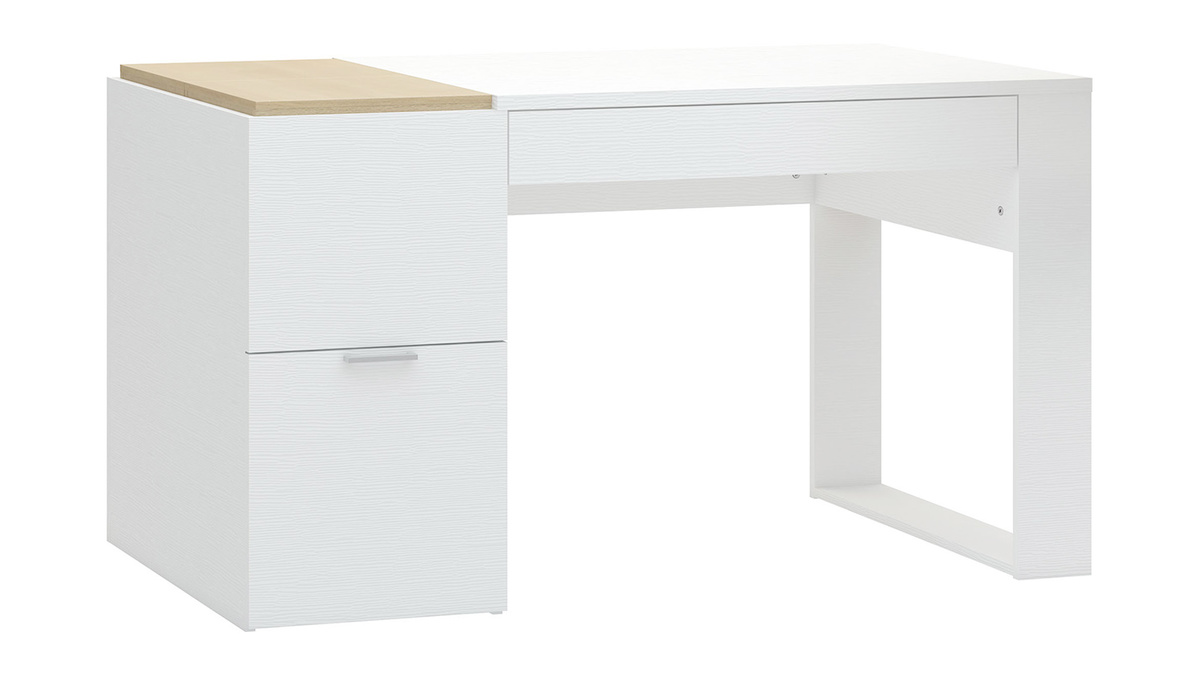 Design-Schreibtisch mit Schubladen weiß und holzfarben 142 cm weiß OCTAVE