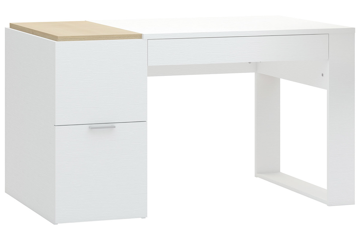Design-Schreibtisch mit Schubladen wei und holzfarben 142 cm wei OCTAVE