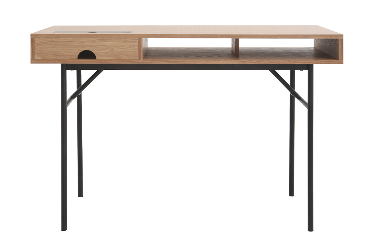 Design-Schreibtisch mit Stauraum Eichholz und schwarz OFICI