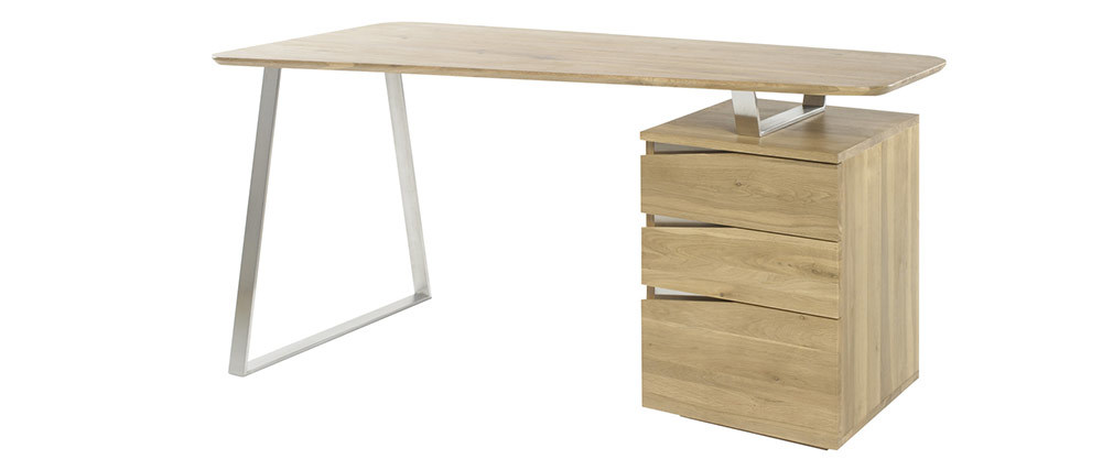 Design-Schreibtisch mit Stauraum Metall und Holz L150 JANIS - Miliboo