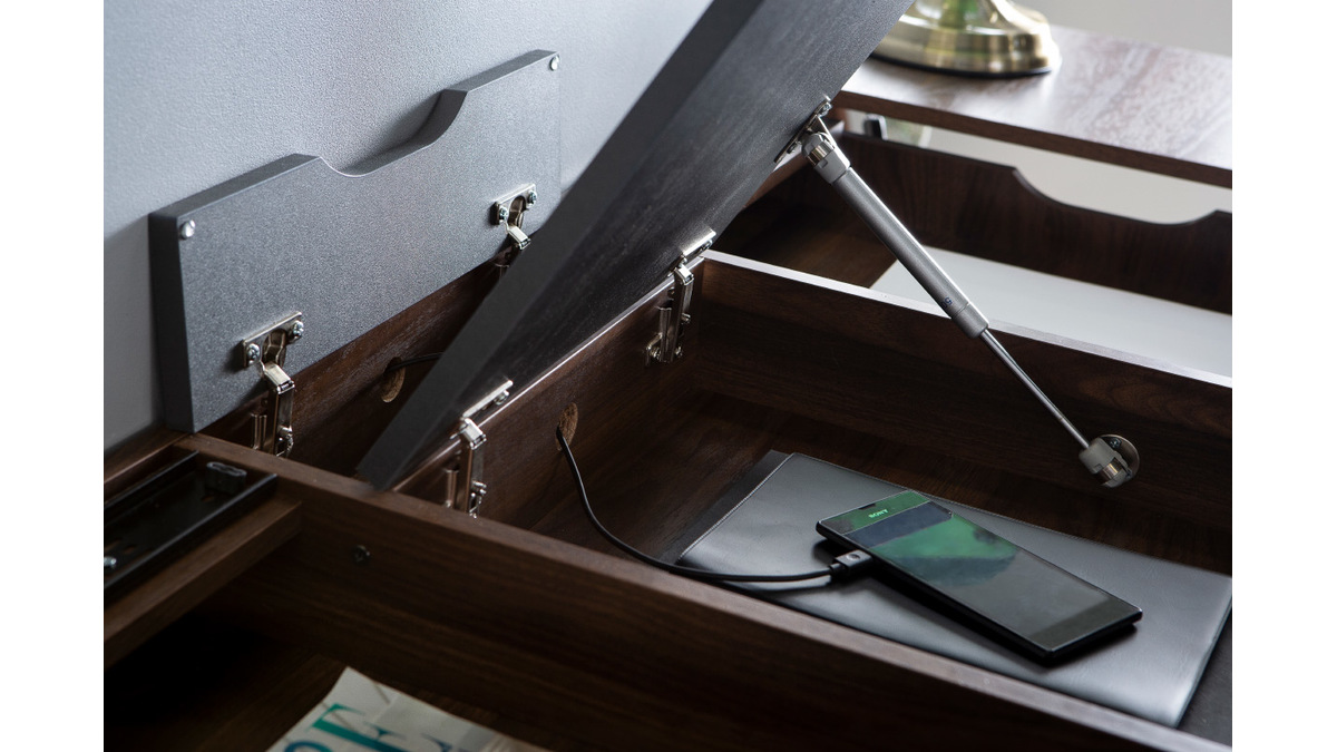 Design-Schreibtisch mit Tischplatte aus Holz und grau QUINT