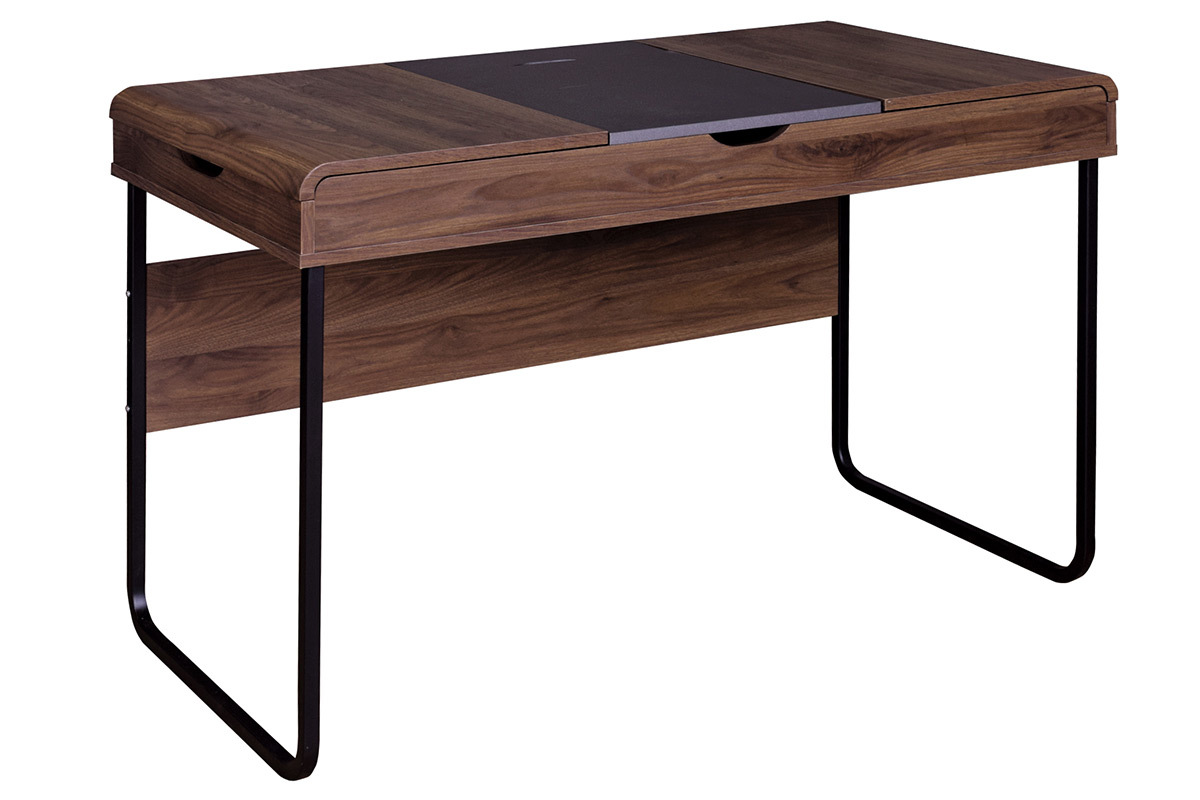 Design-Schreibtisch mit Tischplatte aus Holz und grau QUINT