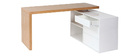 Design-Schreibtisch modulierbar Weiß glänzend und Eschenholz NEW MAX