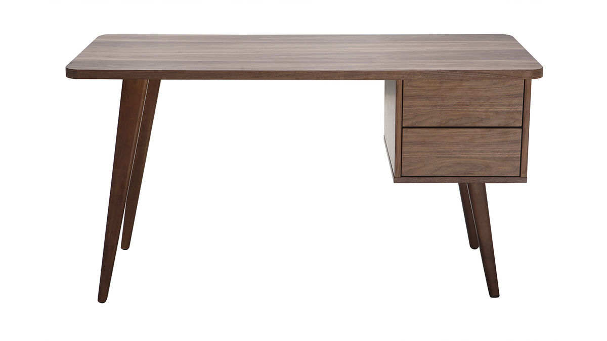 Design-Schreibtisch Nussbaum L140 cm FIFTIES