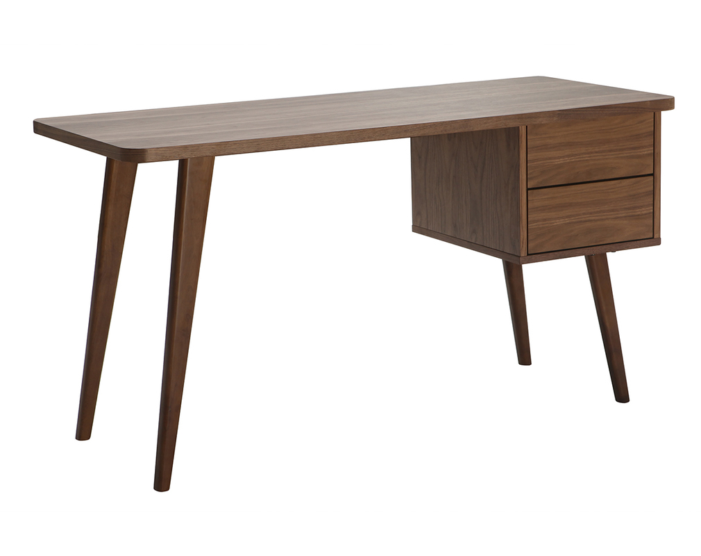 Design Schreibtisch Nussbaum L140 Cm Fifties Miliboo